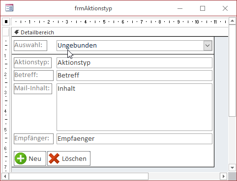 Entwurf des Formulars frmAktionstyp