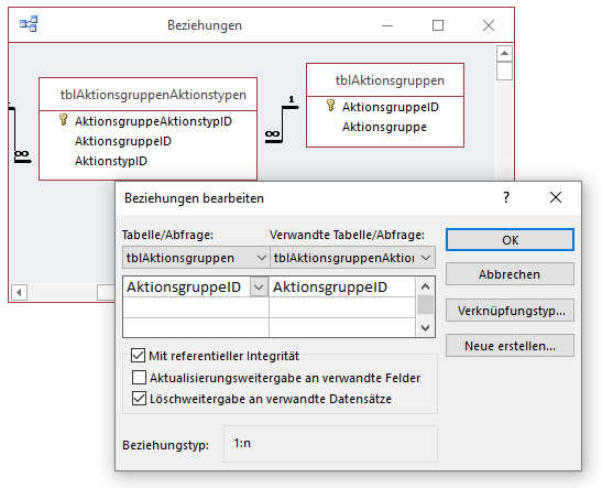 Einstellen der Beziehungseigenschaften