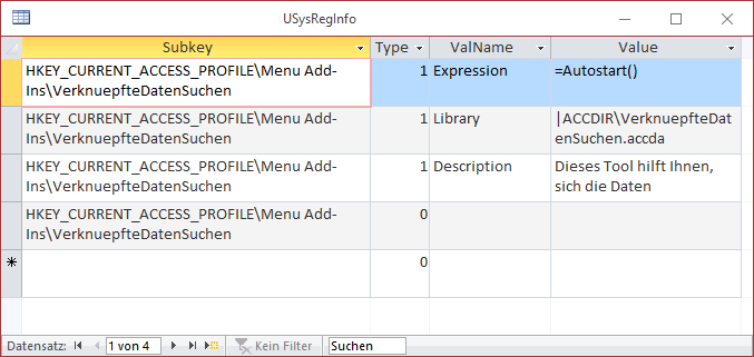 Die Tabelle USysRegInfo