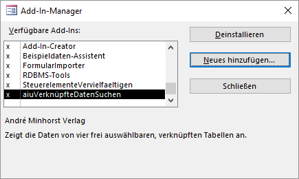 Add-In-Manager von Access