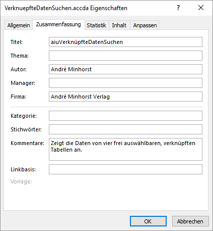 Ändern der Eigenschaften der Access-Anwendung