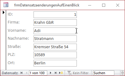 Formular in der Formularansicht