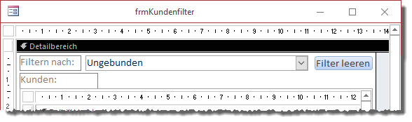 Schaltfläche zum Deaktivieren des Filters