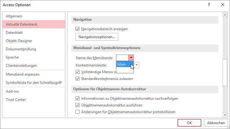 Einstellen des Anwendungsribbons