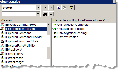 Die Klasse IExplorerBrowserEvents im VBA-Objektkatalog