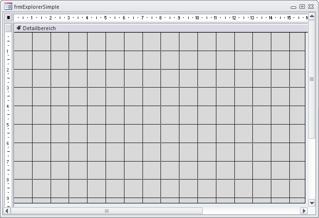 Die Entwurfsansicht des Formulars frmExplorerSimple stellt sich in der Tat äußerst simpel dar