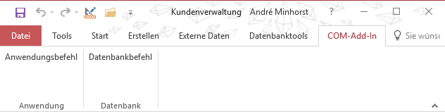 Die neuen Ribbon-Elemente im Tab COM-Add-In