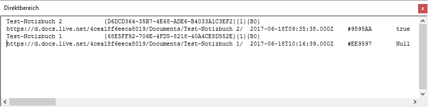 Ausgabe der Eigenschaften der Notebook-Elemente