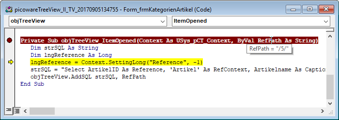 Ermitteln eines der Parameter der Ereignisprozedur