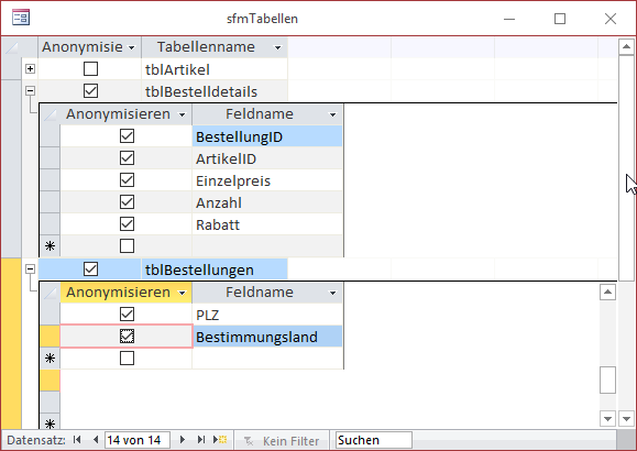 Unterdatenblatt mit VBA-Ereignissen