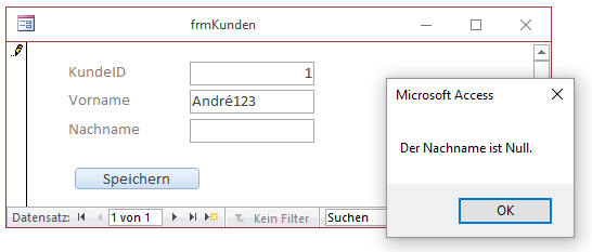 Es wurde ein Textfeld mit dem Inhalt Null erkannt.