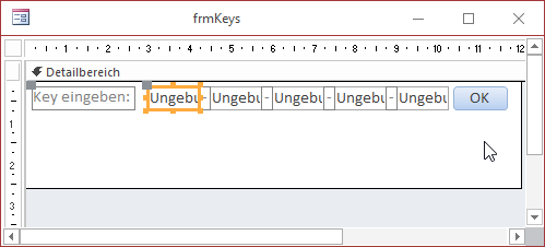 Das Formular frmKeys in der Entwurfsansicht