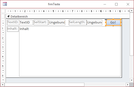 Entwurf des Testformulars