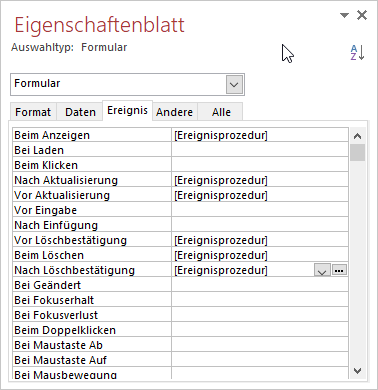 Ereignisse, die möglicherweise beim Löschen ausgelöst werden