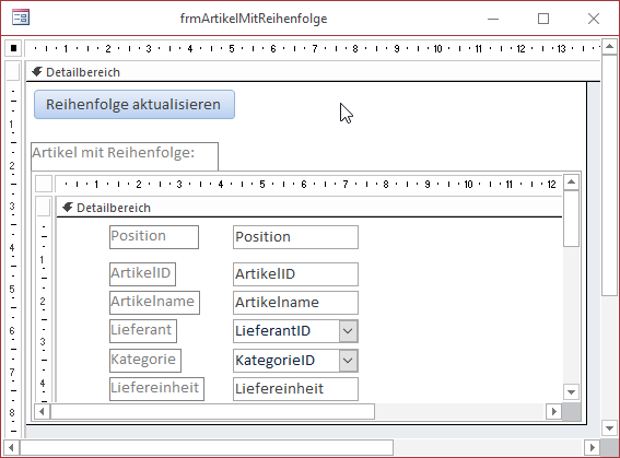 Unterformular zum Hauptformular hinzufügen