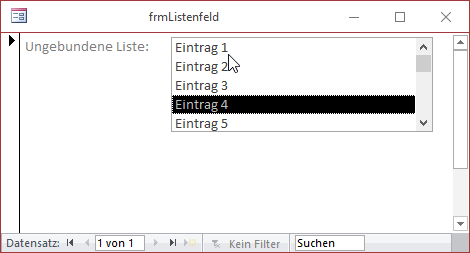 Listenfeld mit Beispieldaten