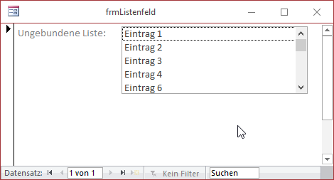 Listenfeld nach dem Löschen eines Datensatzes