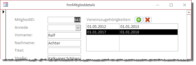 Zwei Datensätze im Listenfeld