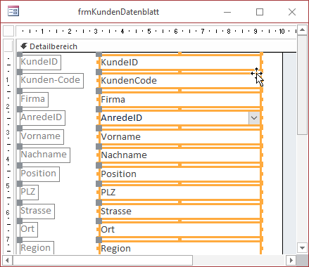 Entwurf des Beispielformulars