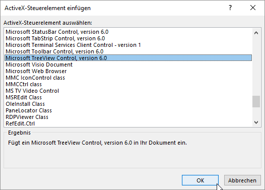 Einfügen des TreeView-Steuerelements unter 64bit