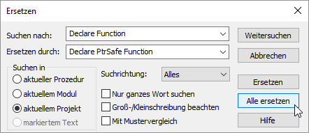 Suchen und Ersetzen