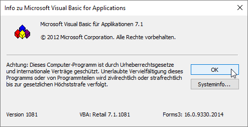VBA-Version ermitteln