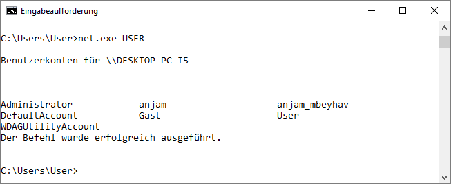 Ausgabe der aktuellen Benutzer des Systems