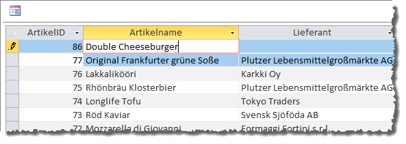 Vor dem Speichern eines neuen Datensatzes ...
