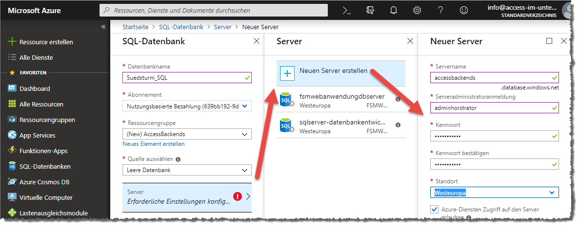 Anlegen eines neuen SQL Servers