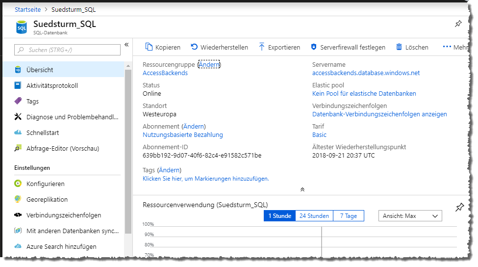 Eigenschaften des SQL Servers