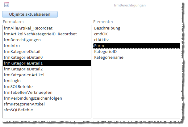 Elemente eines Formulars