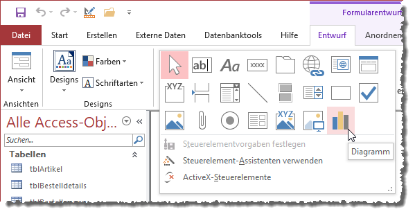 Hinzufügen eines Diagramms zu einem Formular