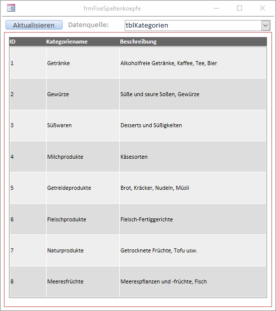 HTML-Tabelle mit Scrollbalken