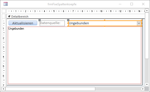 Hinzufügen des Kombinationsfeldes zur Auswahl der Datenquelle