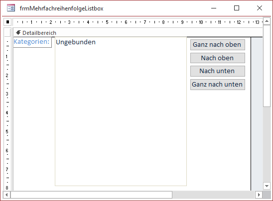 Entwurf des Formulars frmMehrreihenfolgeListBox