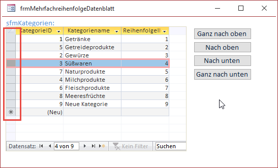 Bereich, der das Ereignis OnMouseDown auslöst