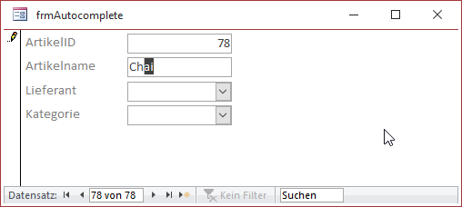 Autocomplete im Textfeld