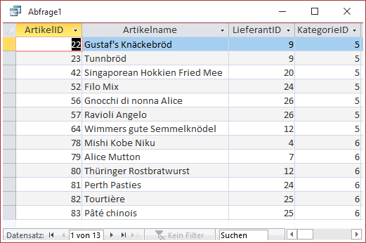 Ergebnis einer UNION-Abfrage