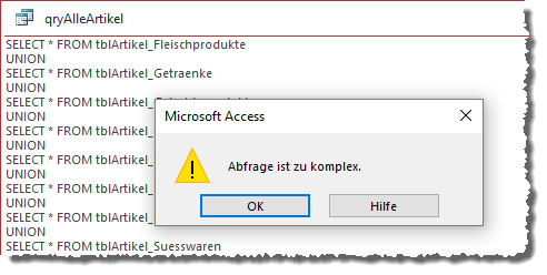 Zu viele UNION-Abschnitte