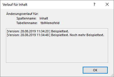 Anzeige der Historie