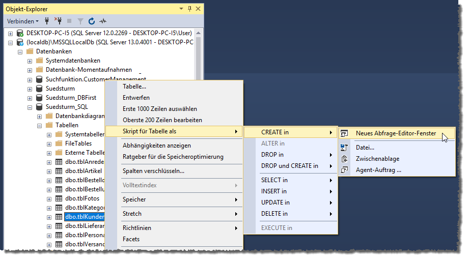 Archivtabelle anlegen