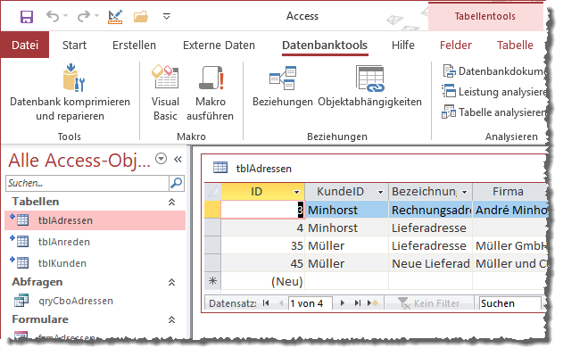 Das Frontend nach der Aufteilung