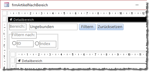 Optionsgruppe zum Einstellen des Kriteriums zum Filtern