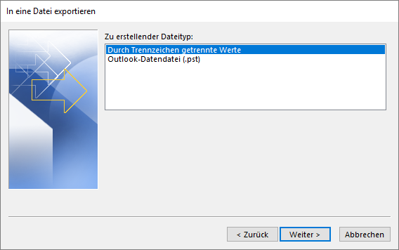 Export in eine Liste mit Trennzeichen