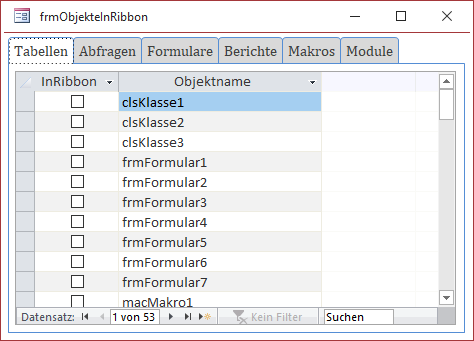 Das Unterformular zeigt noch alle Einträge an.