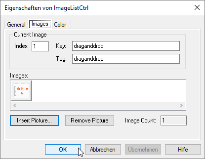 Einfügen des ersten Bildes in das ImageList-Steuerelement