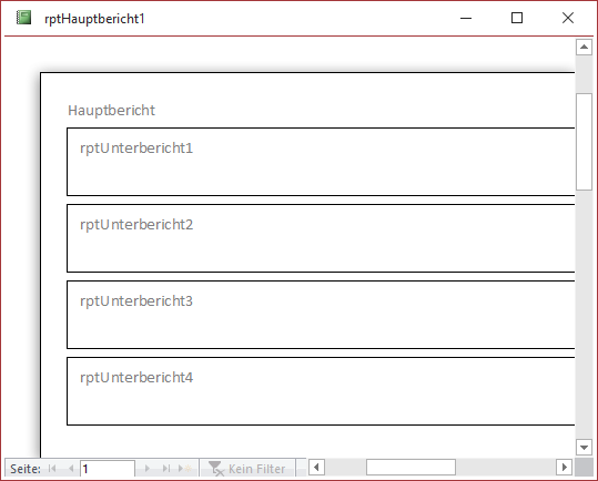 Anzeige aller vier Unterberichte