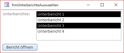 Auswahl der Unterberichte