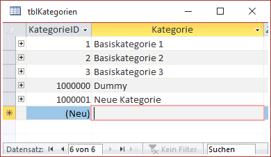 Neuer Benutzer-Datensatz
