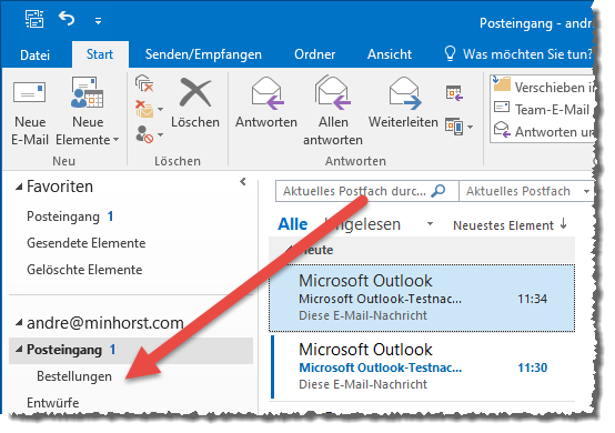 Bestellungen-Ordner in Outlook